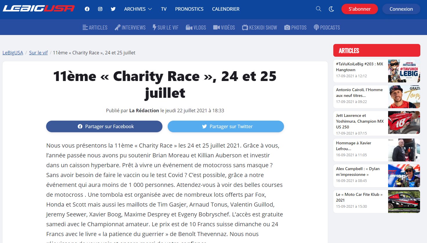 LeBigUSA - 11ème « Charity Race », 24 et 25 juillet
