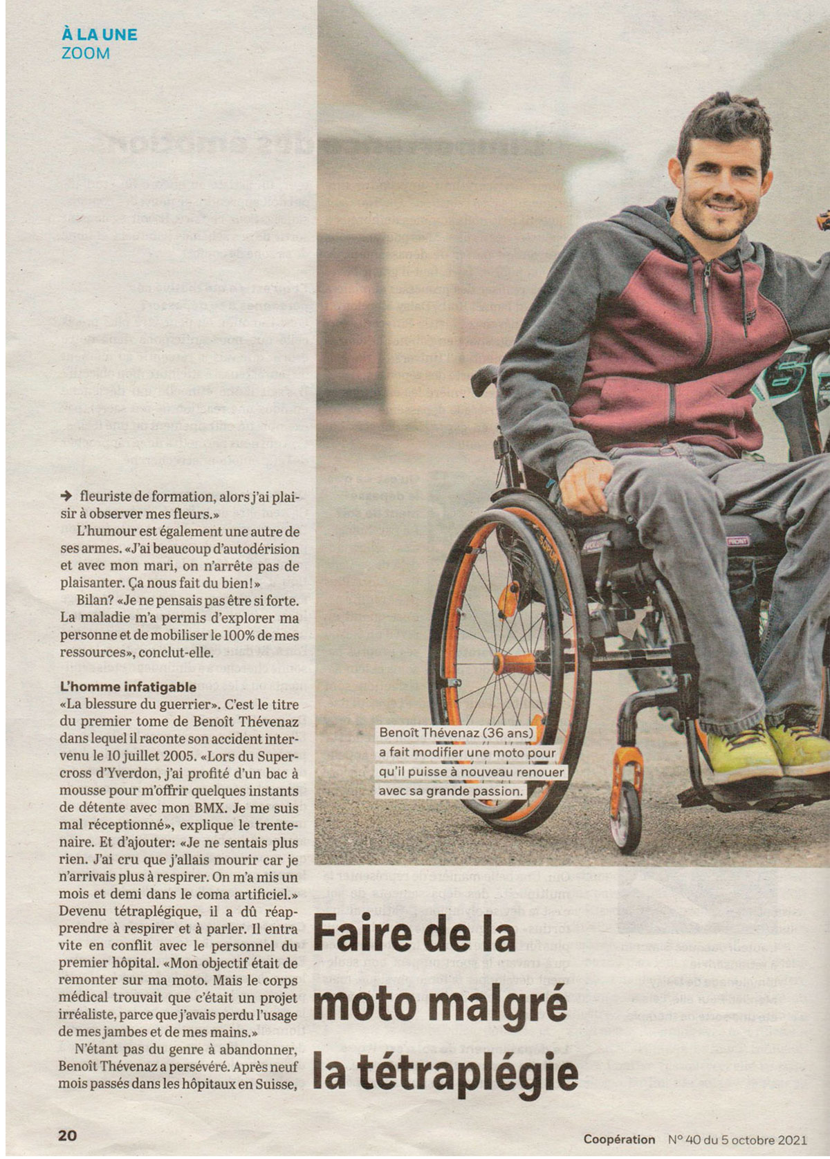 Article dans le journal de la Coop - L'art de se dépasser